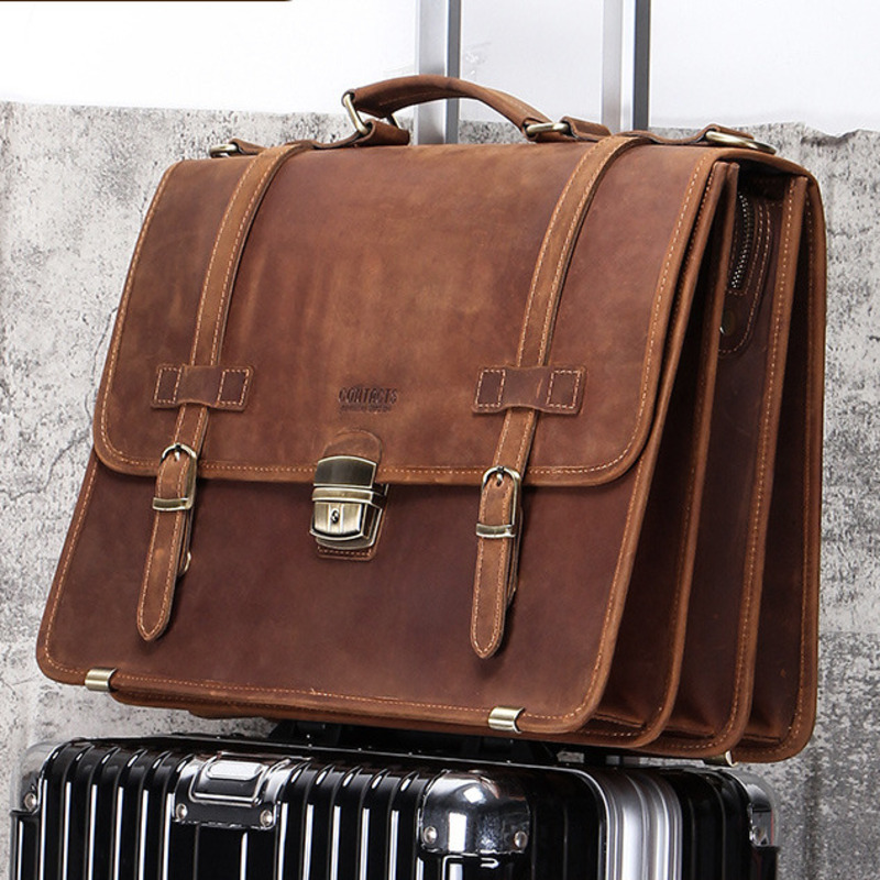 Mens Fashion In 40S - New Fashionable Leather Briefcases Man‘s Bags