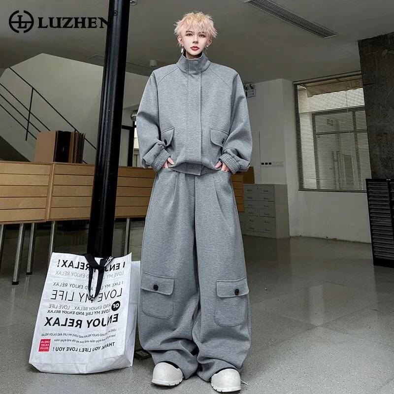 Knitted Cardigan Men - LUZHEN Renkli Hırka 2026 PU Deri
