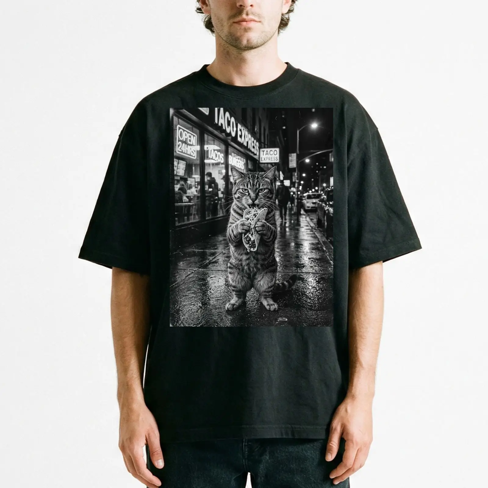 Men'S Fashion Night Out - Tabby Cat Taco Fast Food Tutkunu