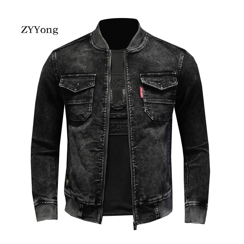 Bomber Jacket Men - Standı yaka bombacı pilotu siyah kadife
