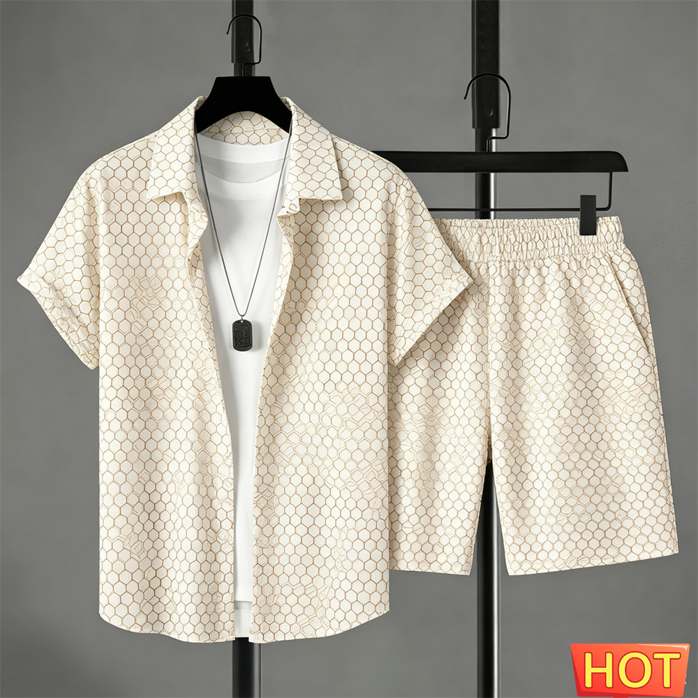 Men'S Fashion Outfits - Yazlık Erkek Gömlek Takımı Degrade Renkli