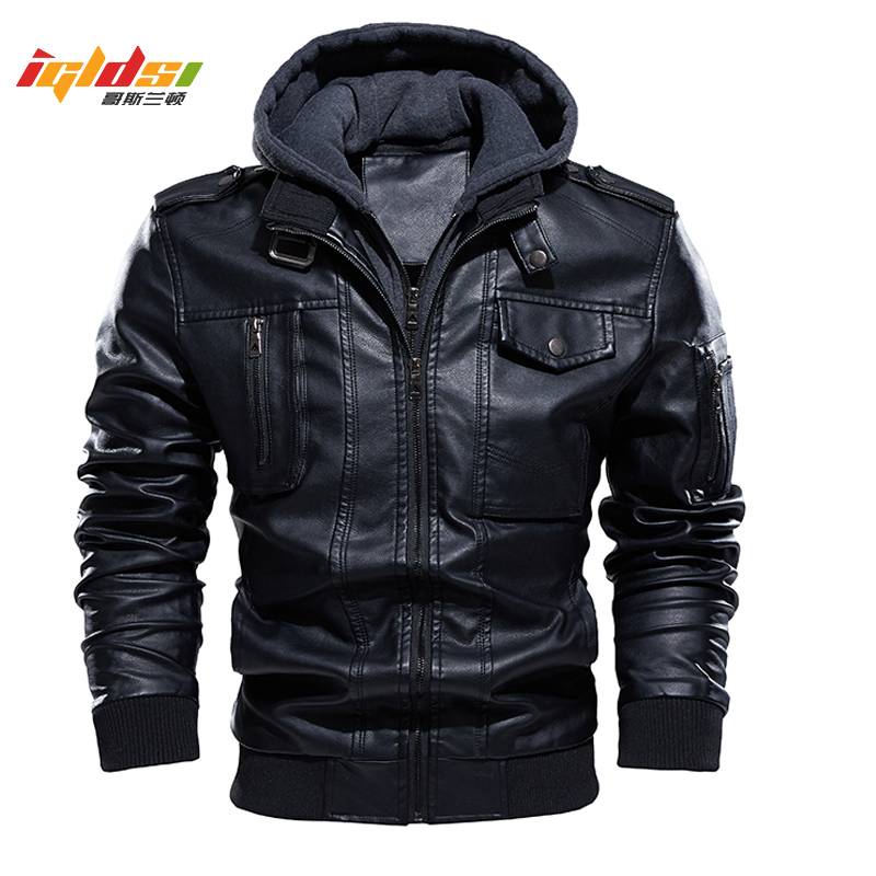Bomber Jacket Men - Motosiklet deri ceket erkek artı kadife