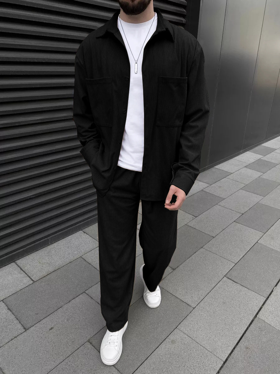 Men'S Fashion Outfits - Erkekler için fitilli kadife iki parçalı