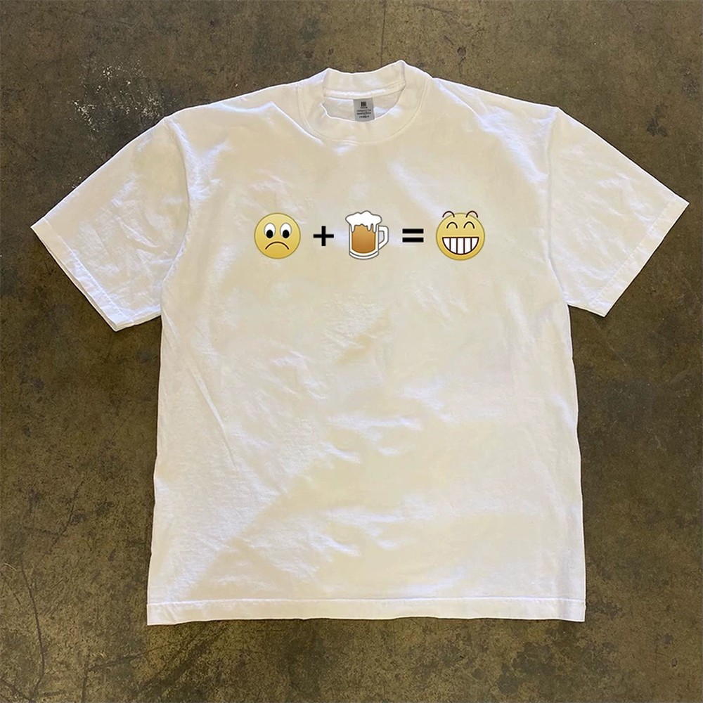 Men'S Fashion Night Out - Komik Emoji Bira Tişörtü Erkek Kadın