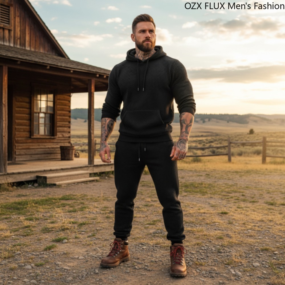 Men'S Fashion All Black Outfit - 3XL Sonbahar Kış Erkek 2 Parça