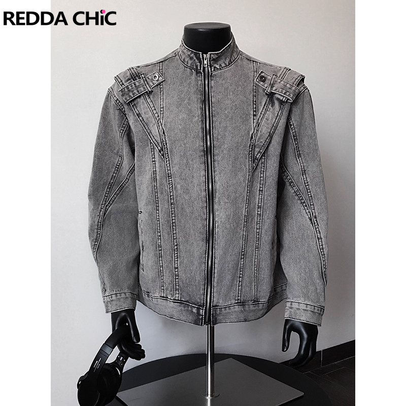 Bomber Jacket Men - ReddaChic 2000'ler Tarzı Eskitilmiş Erkek Denim