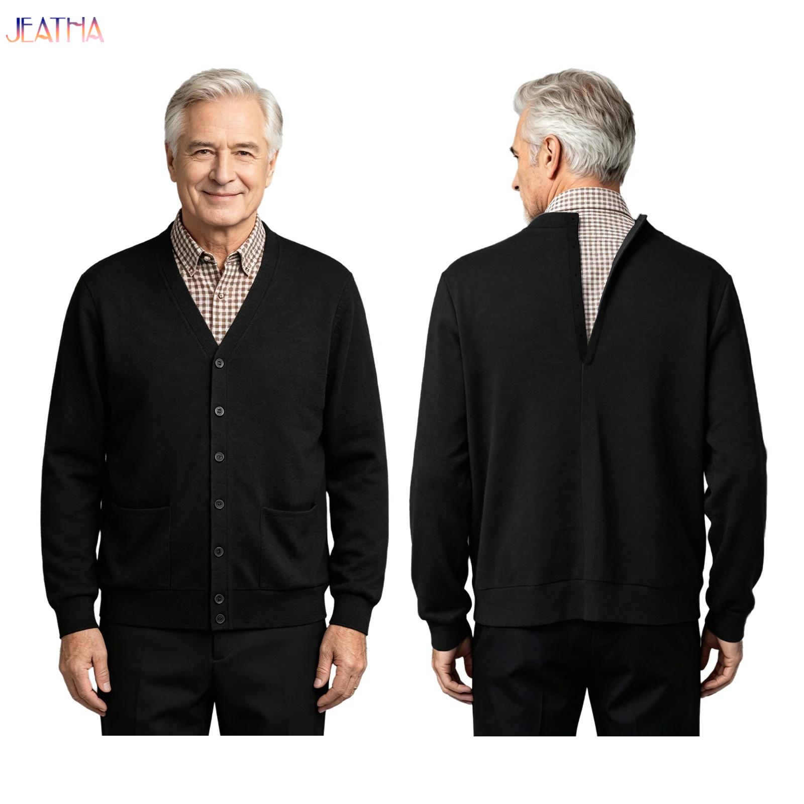 Knitted Cardigan Men - Erkek Yaşlı Engelli Uyumlu Hırka Üst