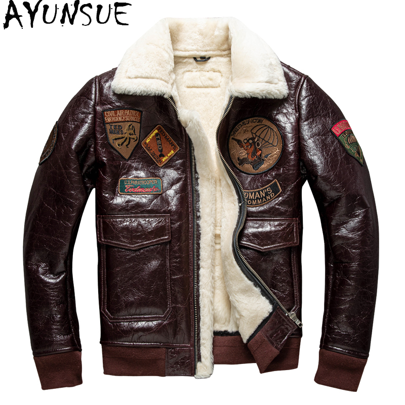 Bomber Jacket Men - AYUNSUE Kış Deri Ceket Erkek Giyim