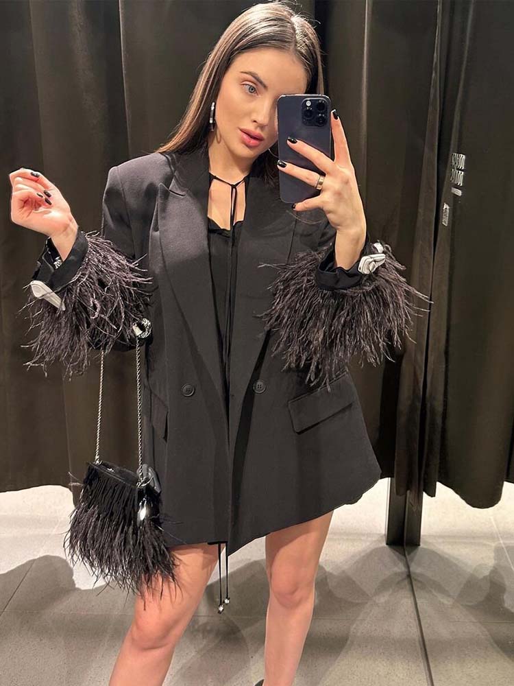 Kadın Moda Şık Siyah Tüy Blaze - Men'S Fashion All Black Outfit incelemesi ve fiyatı