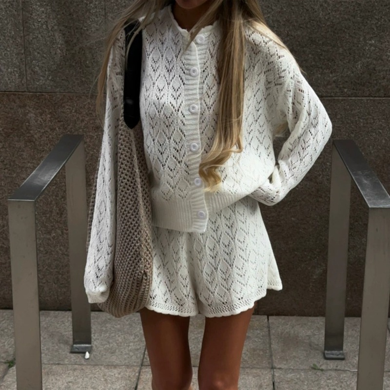 Tuularose Beyaz Örgü Şort 2 pa - Knitted Cardigan Men incelemesi ve fiyatı